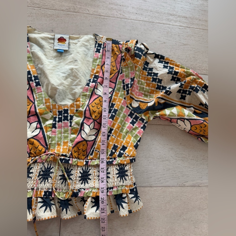 Farm Rio colorful fruit Floral Puff Sleeve Blouse Size XL - Picture 7 of 8
